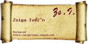 Zsiga Iván névjegykártya